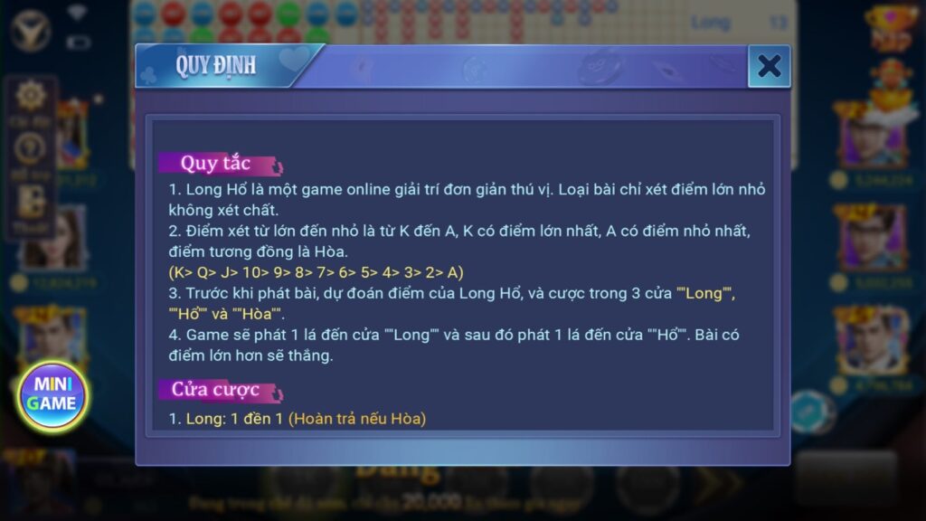 Quy tắc game long hổ kwin68